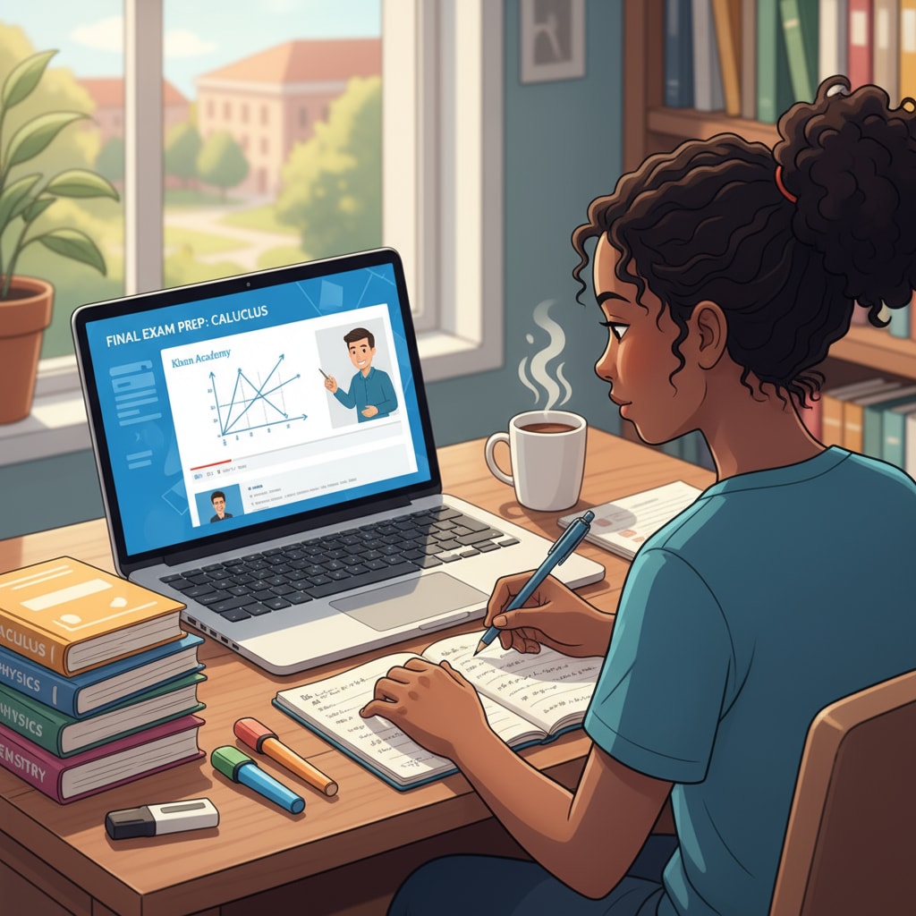 A student using Khan Academy on a laptop to study for finals Autistic student using Khan Academy as a Brainly alternative for academic help