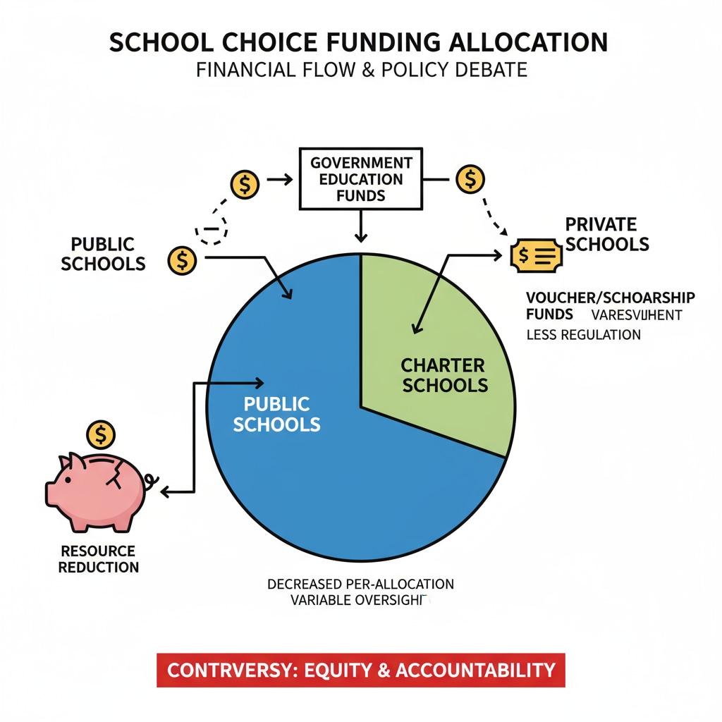 Funding distribution graph related to school choice in the context of political controversy and education policy
