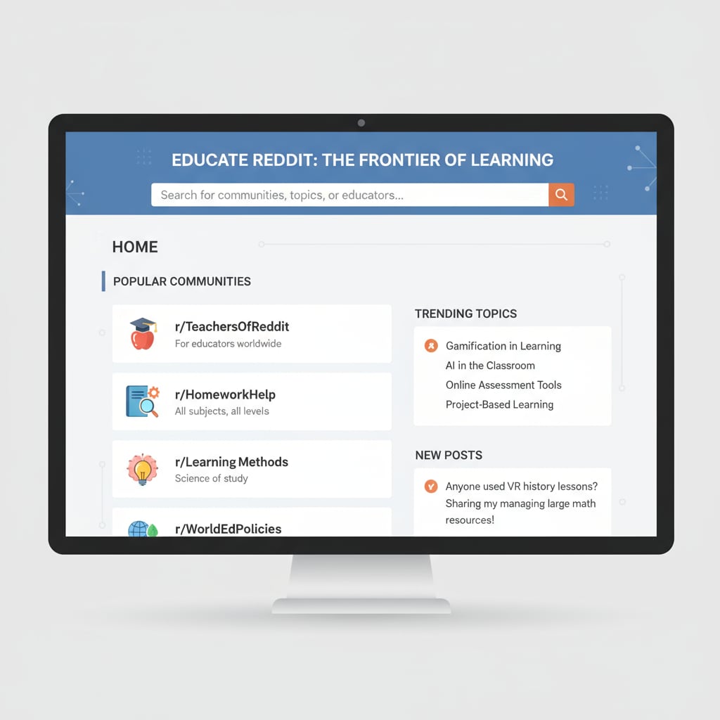 A screenshot of the Reddit education main page showing various subreddits related to teaching Screenshot of Reddit education main page with subreddits for K12 teachers