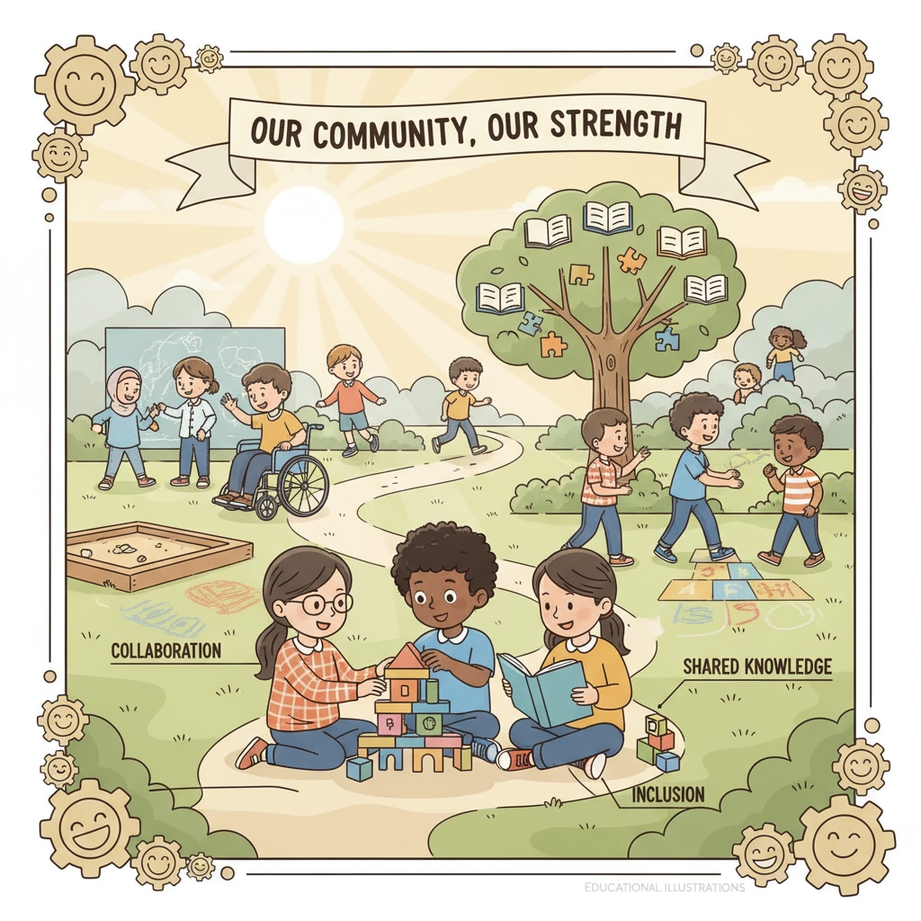 Students from different backgrounds interacting in a schoolyard, highlighting the importance of community in education. Diverse students interacting in a schoolyard, related to the impact of school choice on community cohesion.