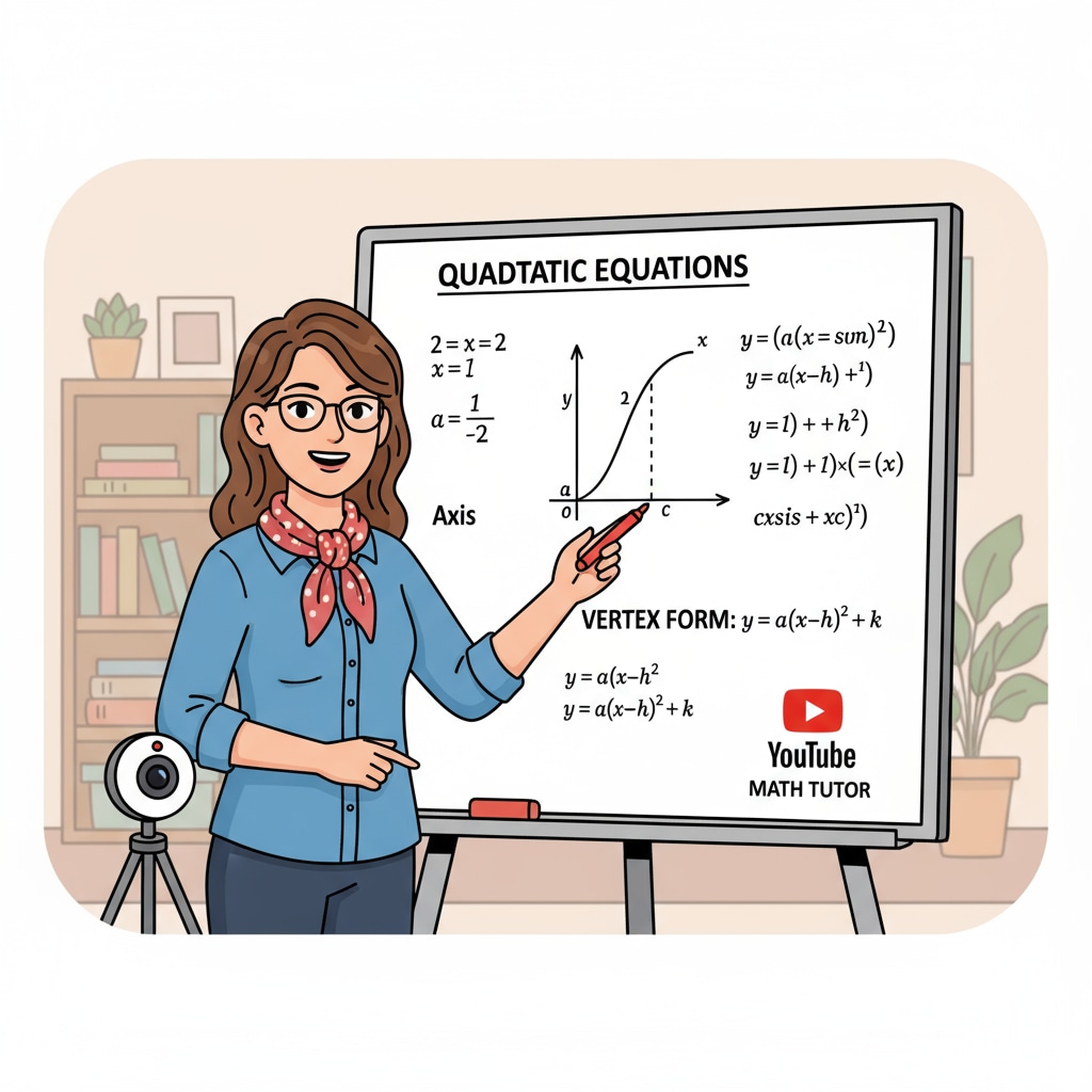 A picture of a math teacher explaining a concept on a YouTube video with a whiteboard and markers. A math teacher on a YouTube video for YouTube teachers, subject teaching, and content recommendations.