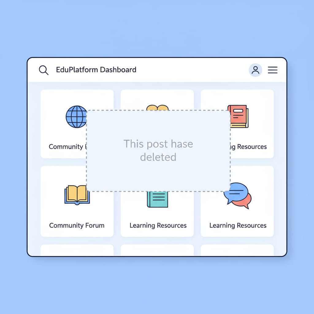 A visual showing a post that has been deleted on a digital platform, with a blank space where the post used to be. A deleted post on a digital platform related to PLC with no explanation
