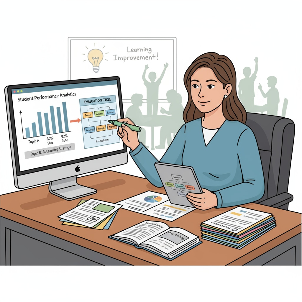 A teacher analyzing student test results to evaluate the effectiveness of teaching methods, highlighting the role of evaluation in education. A teacher evaluating student performance to address social inequality in the context of research, evaluation, education.