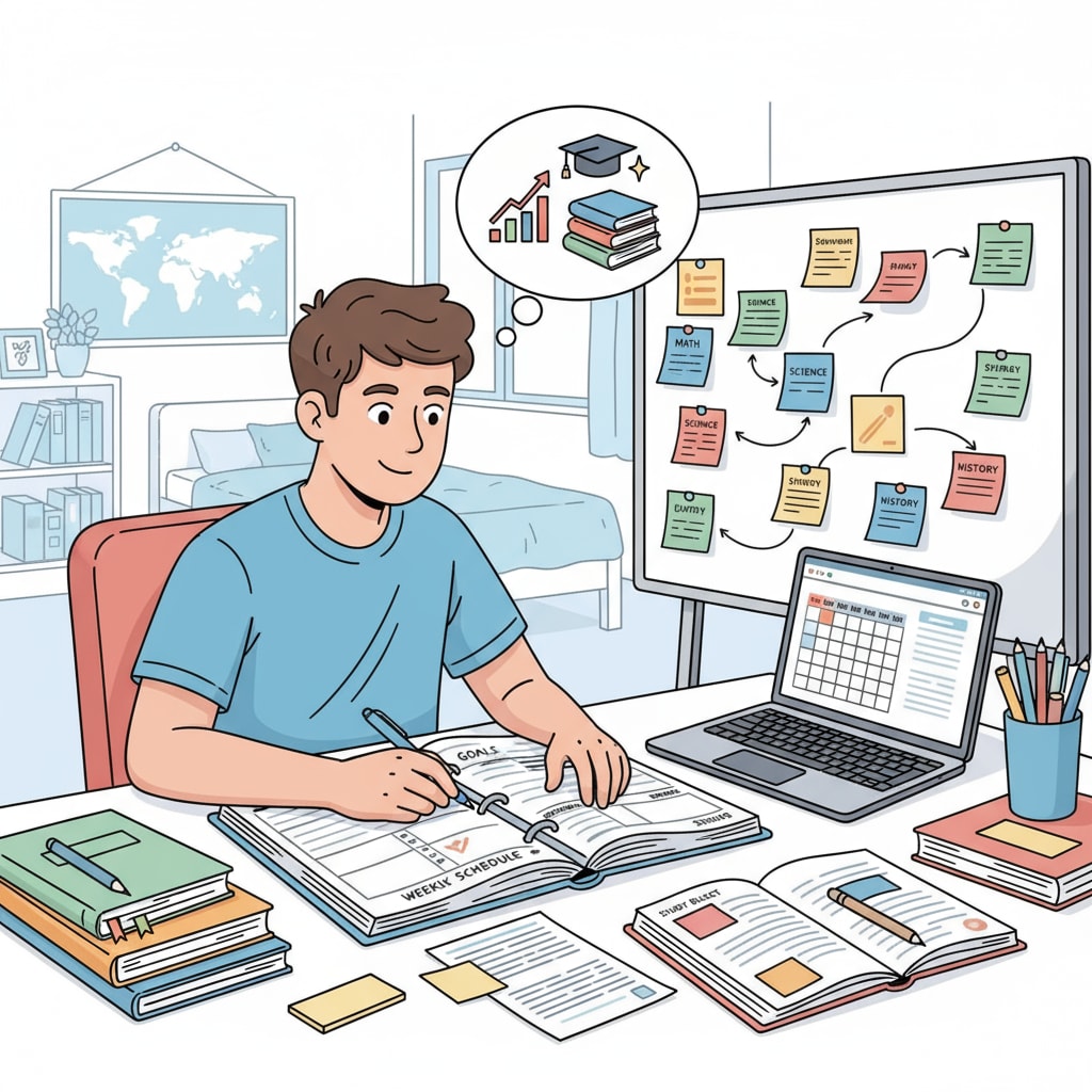 A student making a study plan, symbolizing the effort to transform academic performance A student making efforts to transform academic performance by making a study plan