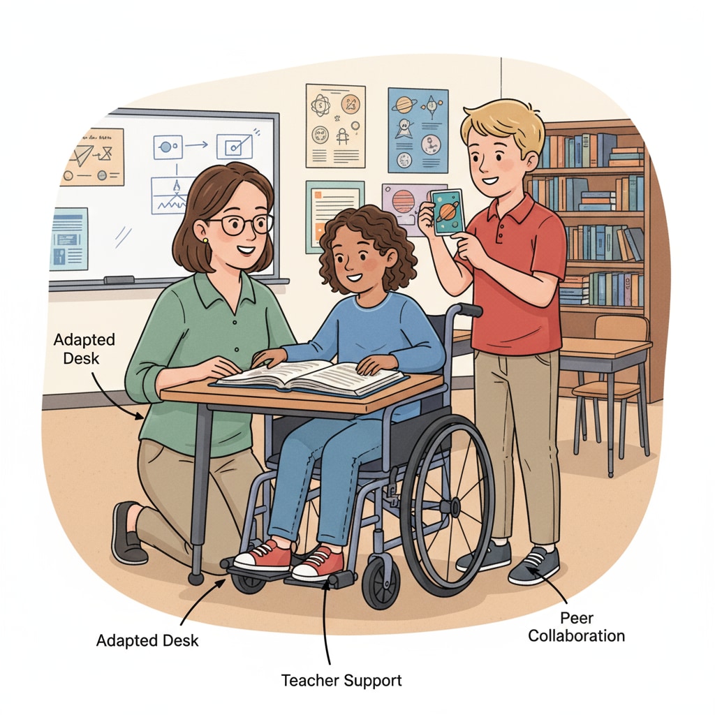 A student with a disability being assisted in a classroom setting. A student with a disability receiving special education support in a classroom during the potential government shutdown and OSERS crisis.