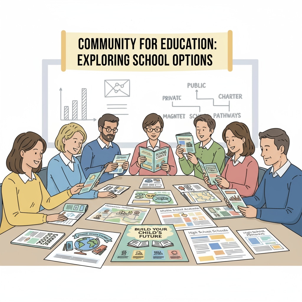 Parents discussing school choice options at a community meeting related to school choice, political controversy, and education policy