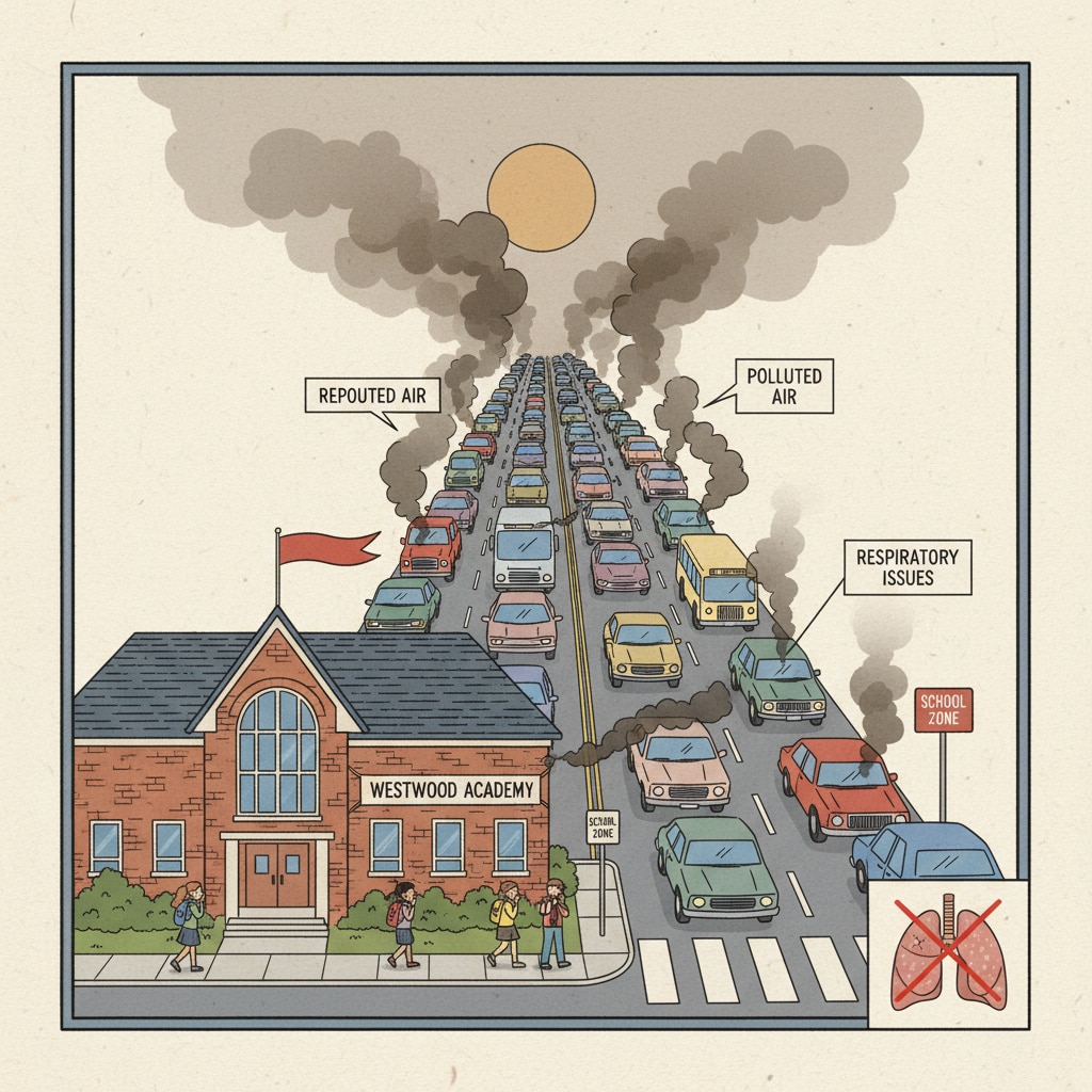 Traffic congestion and vehicle emissions near a school