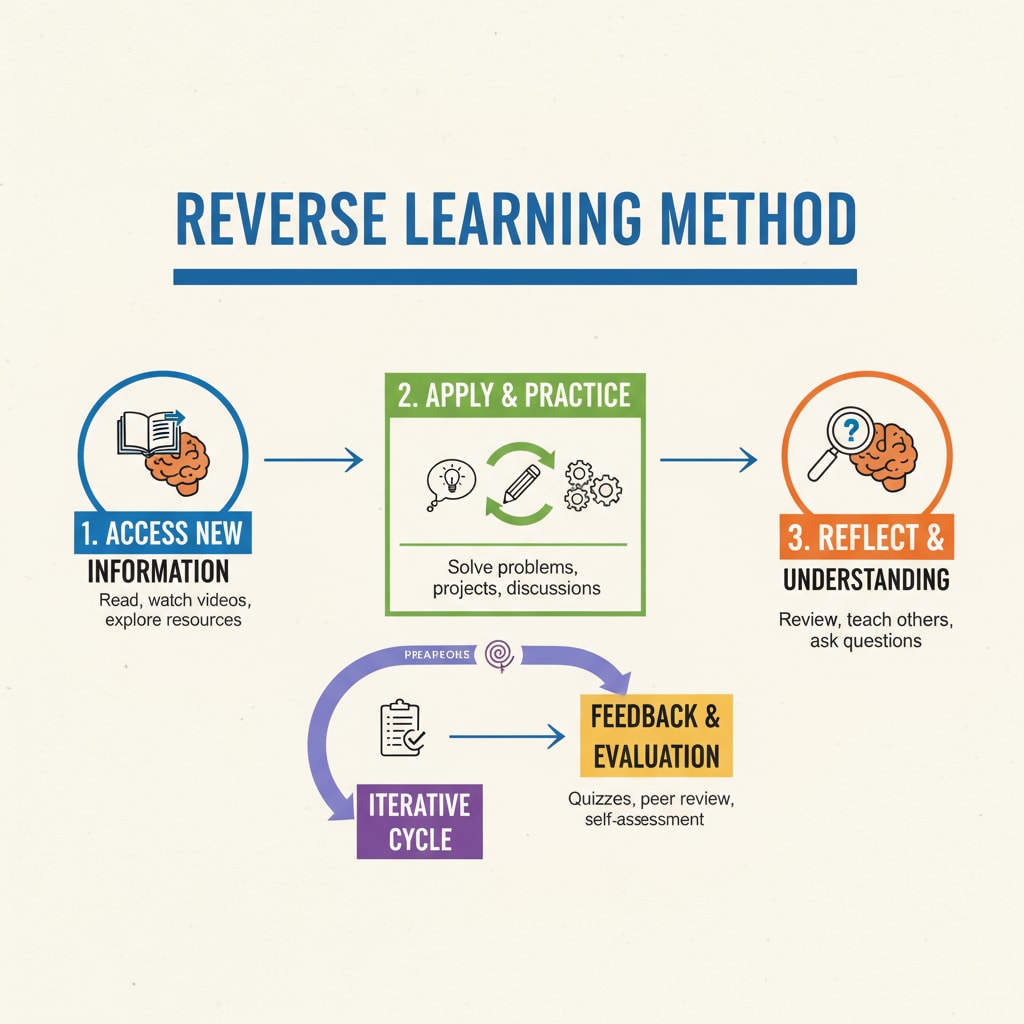 A diagram showing the process of the reverse learning method Diagram of learning methods for theoretical subjects for students with attention deficit