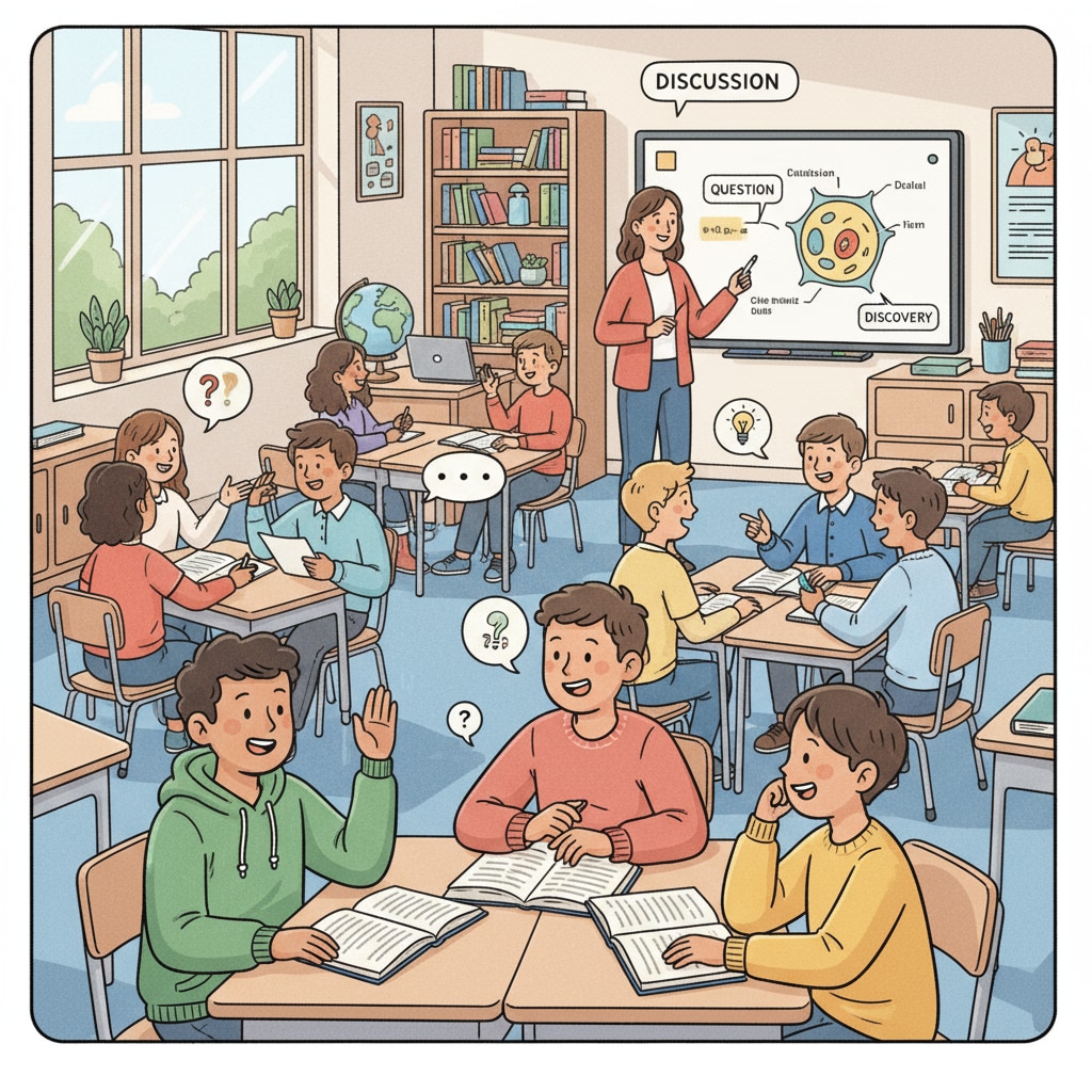 Classroom scene promoting lifelong learning and leading to success