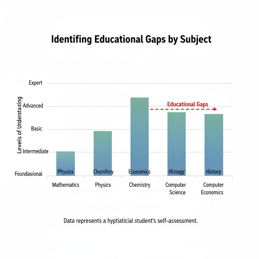 Graph for identifying educational gaps in different academic subjects