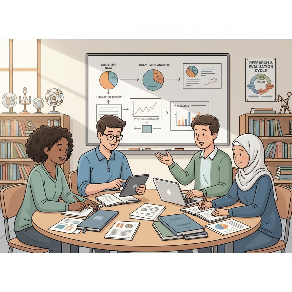 Students in a classroom related to research and evaluation in education