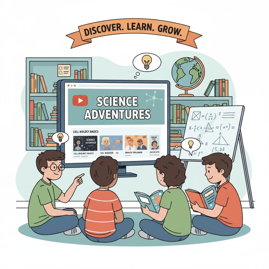 A group of students are sitting in front of a screen, watching educational videos on YouTube with great interest. Students watching YouTube educational videos related to YouTube teachers and subject teaching recommendations