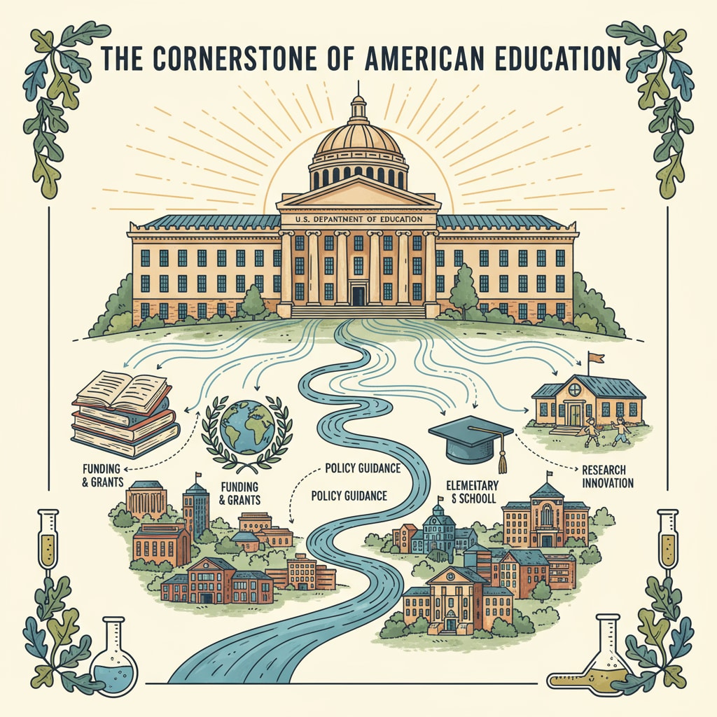 The imposing building of the US Department of Education, representing its significance in the nation's education system. The building of the US Department of Education during the Trump administration's education reform efforts.