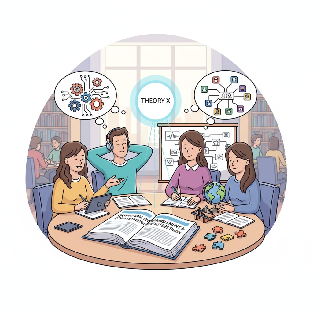 A group of students with different learning styles discussing a theoretical concept. Students with various learning styles engaged in a theoretical discussion related to theoretical learning, attention deficit, hands-on learning, and learning efficiency.