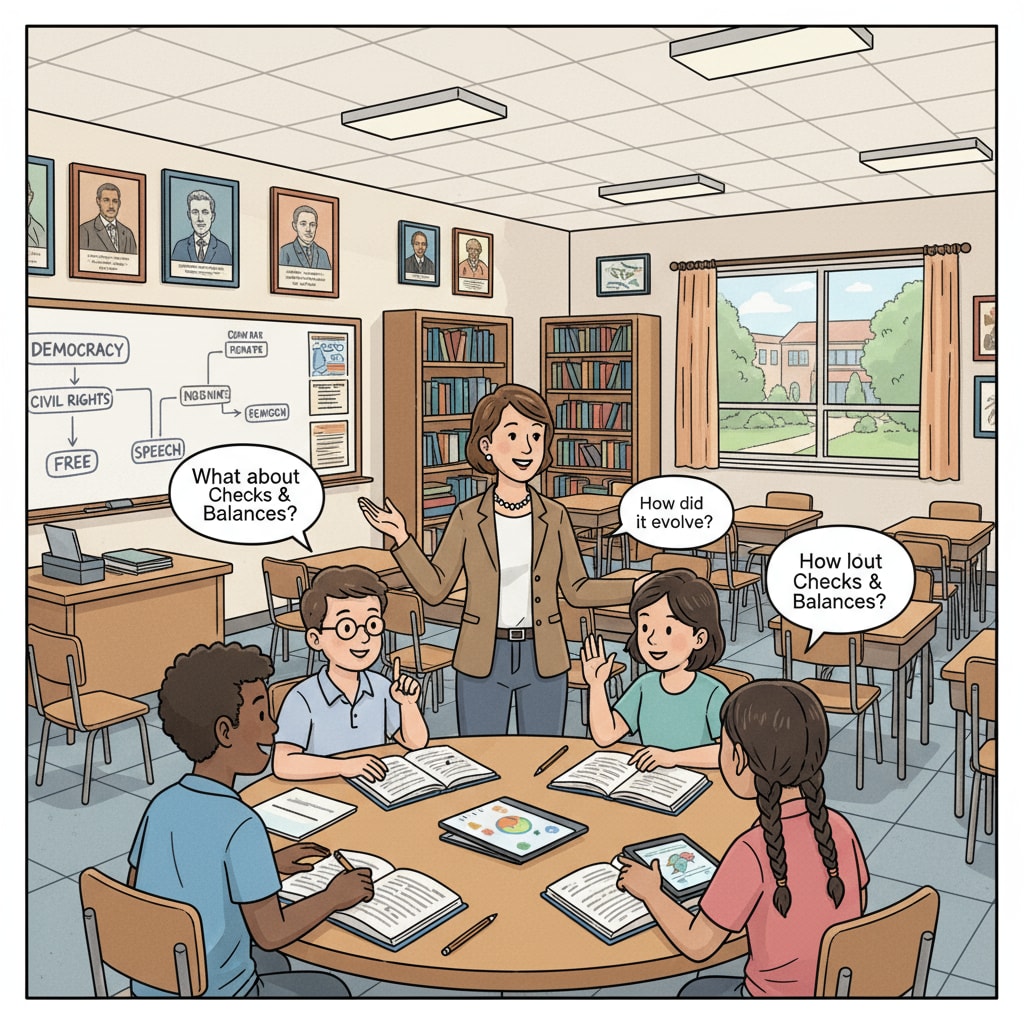 A classroom scene in a traditional public high school with students discussing a topic. Students in a traditional public high school discussing, related to diplomas, GED, high school education, and educational choices