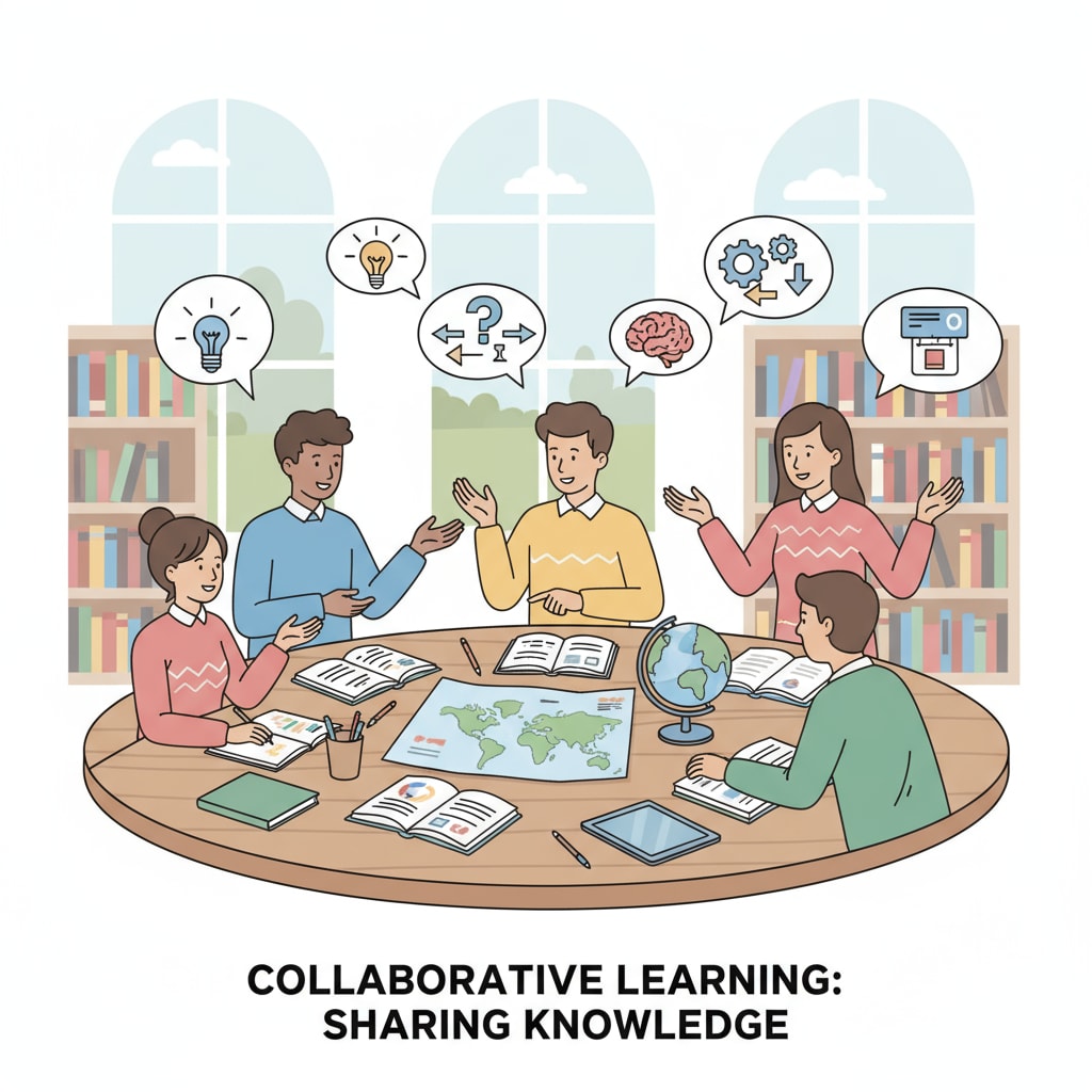 A group of students gathered around a table, engaged in a lively discussion, sharing ideas and perspectives. Students in a group learning environment contributing to education, lifelong learning, and success