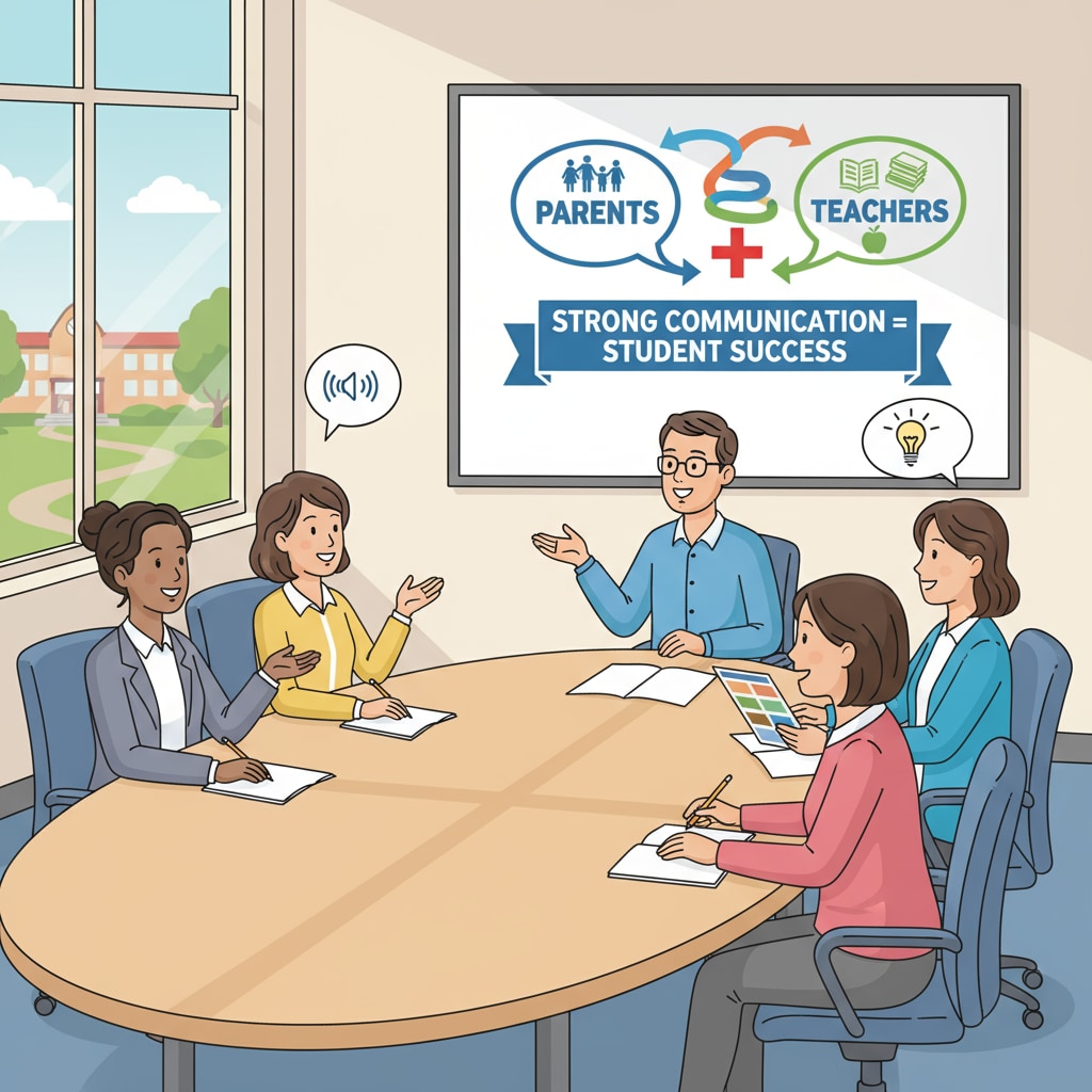 A group of parents and teachers are engaged in a productive discussion in a school meeting room, symbolizing the importance of school-parent communication. School-parent communication in action