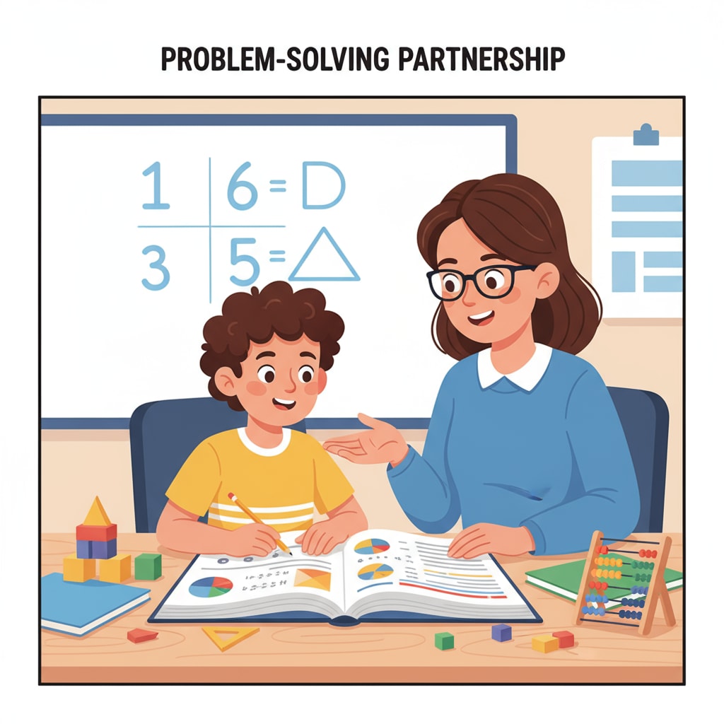 A child sitting with a tutor, looking engaged while solving math problems. A child receiving personalized math tutoring as part of children's math, learning programs, and math education