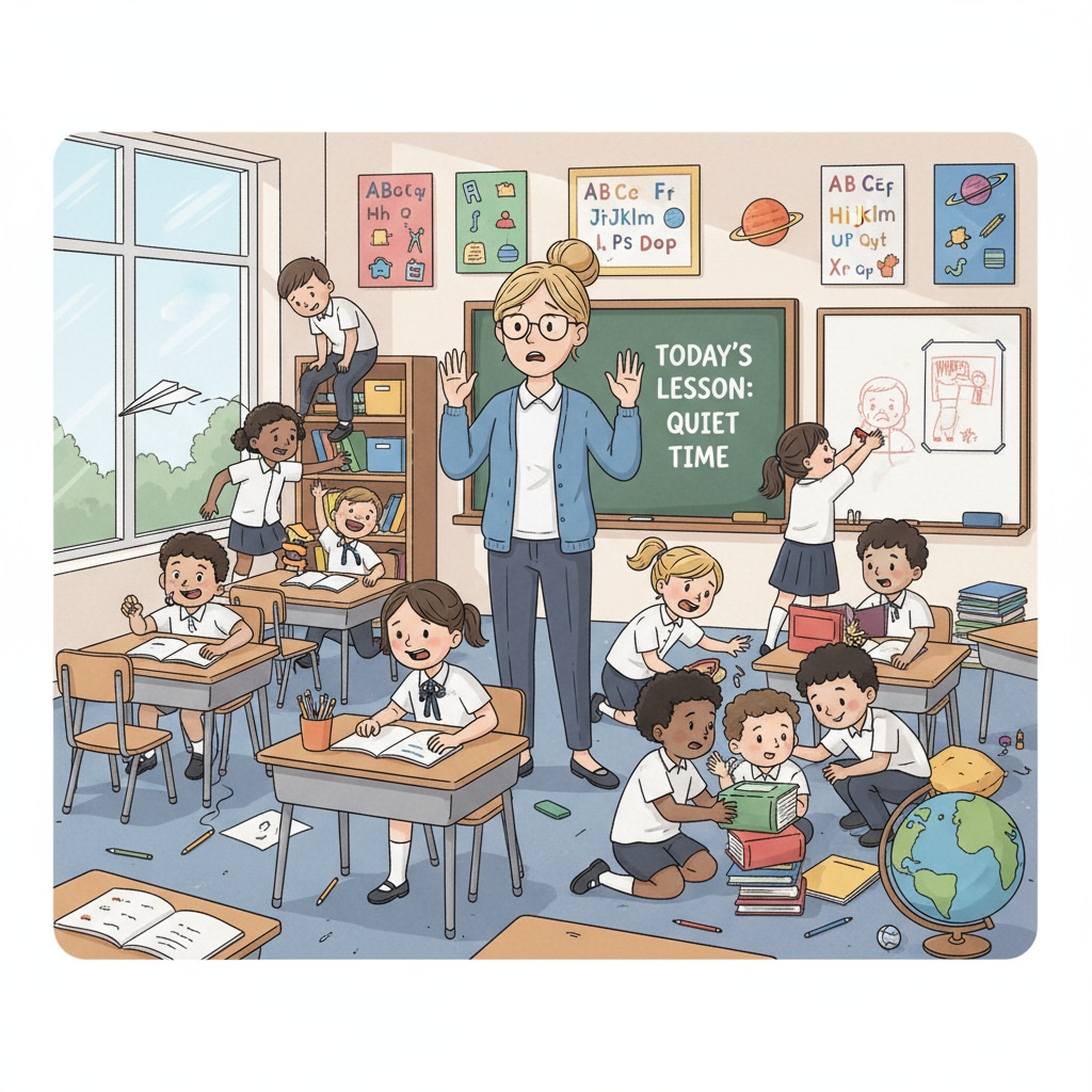 A teacher trying to manage a chaotic classroom. Teacher facing student behavior problems in US public education