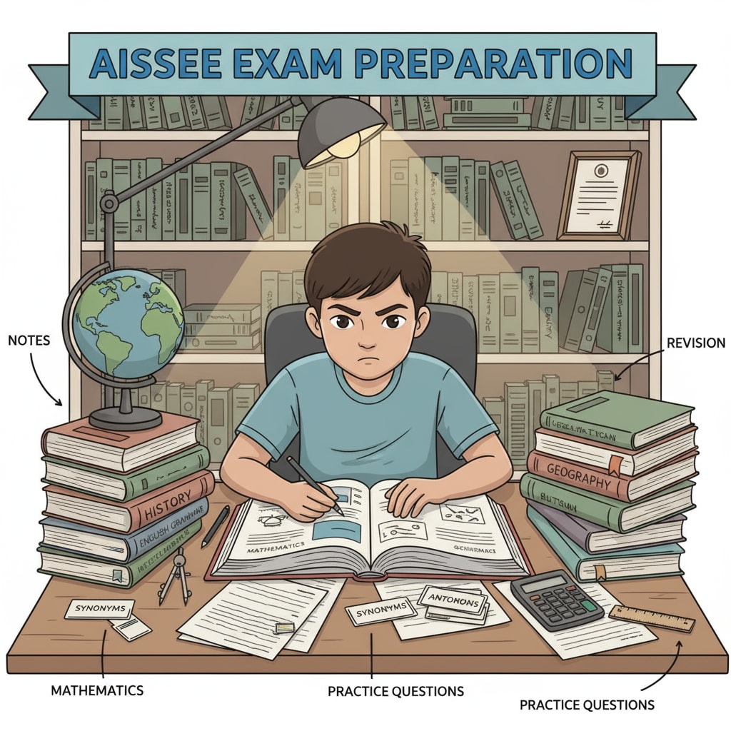 Student preparing for AISSEE exam requirements