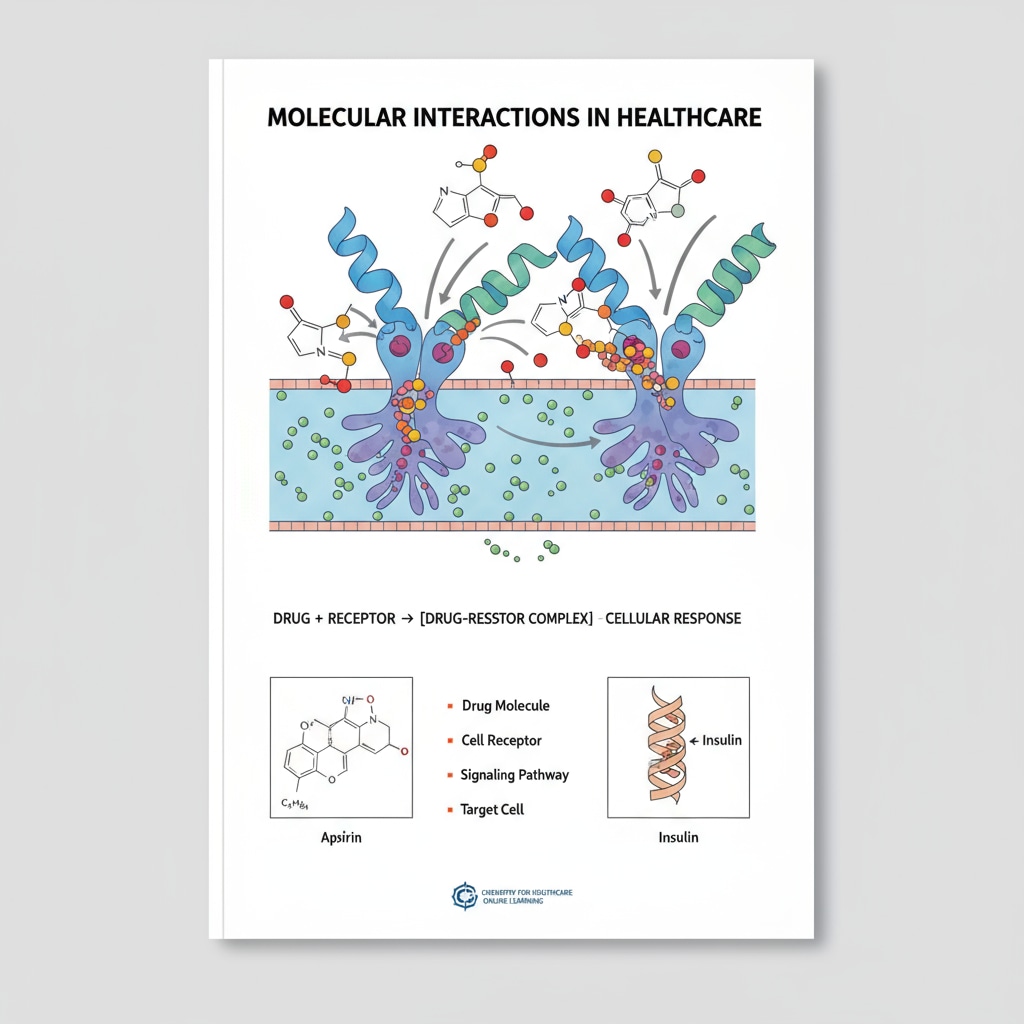 Graphic of chemical reactions and molecules related to online learning of chemistry for a health career