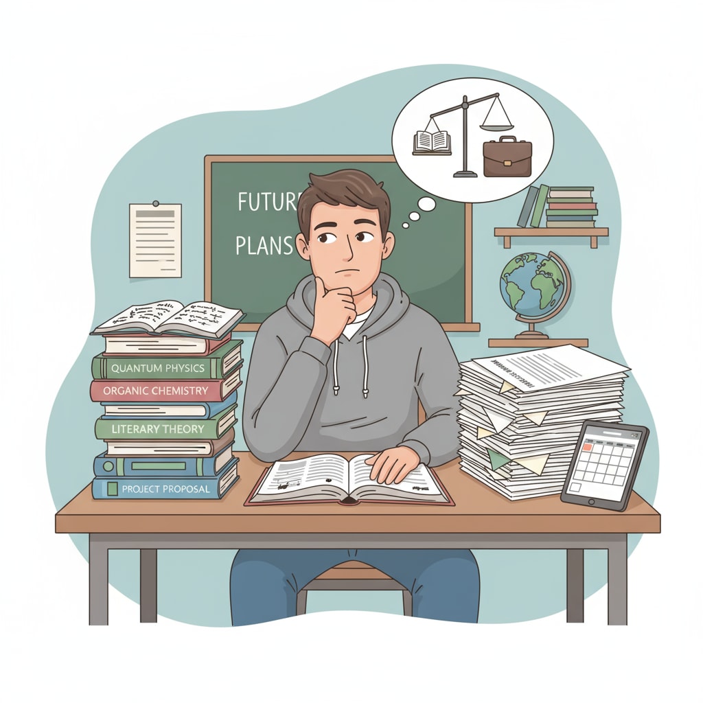 A student considering how to balance internship work burden and study time through professional communication