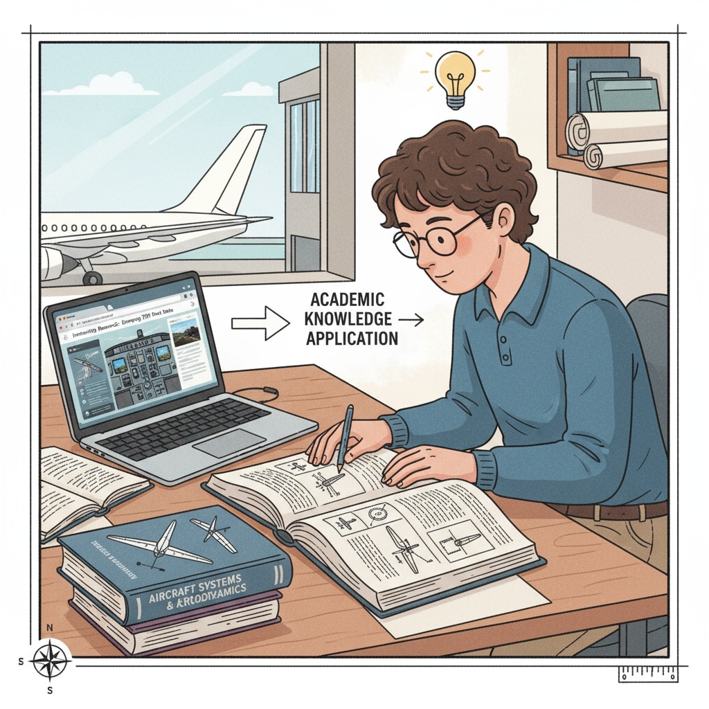 A student showing the balance between aviation maintenance internship and academic study