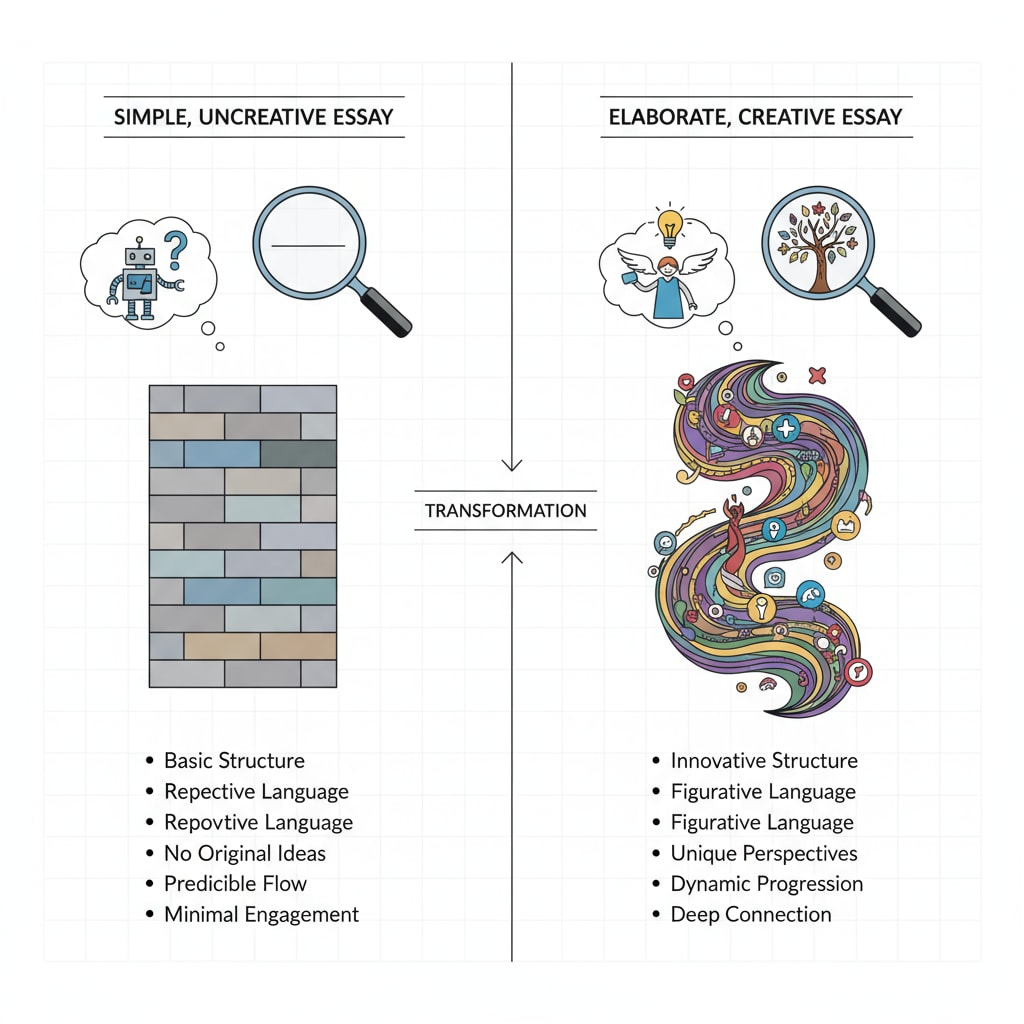 Comparison of uncreative and creative essays affected by AI detection