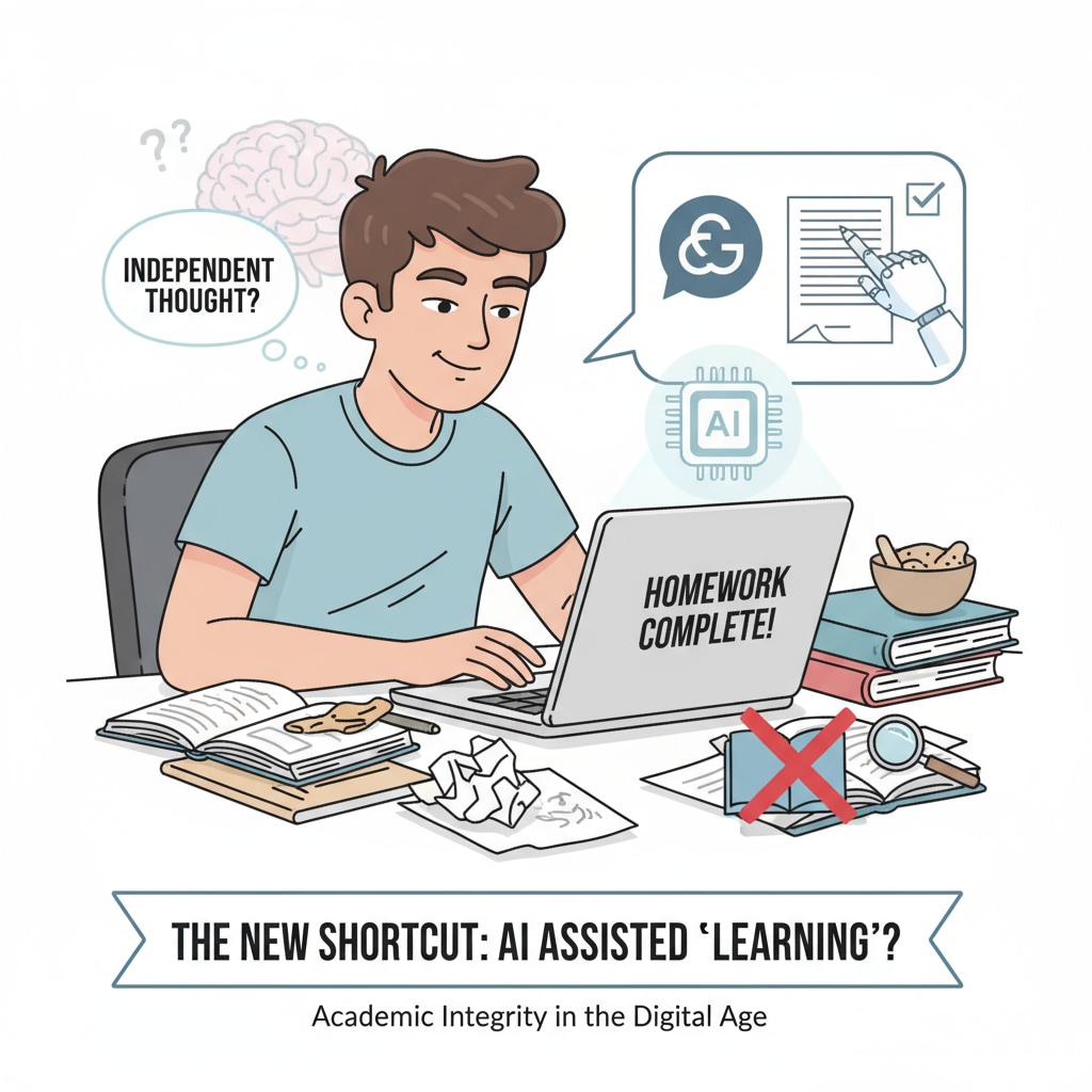 A student using ChatGPT for homework cheating