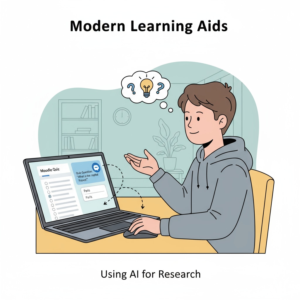 Student using ChatGPT during Moodle online quiz