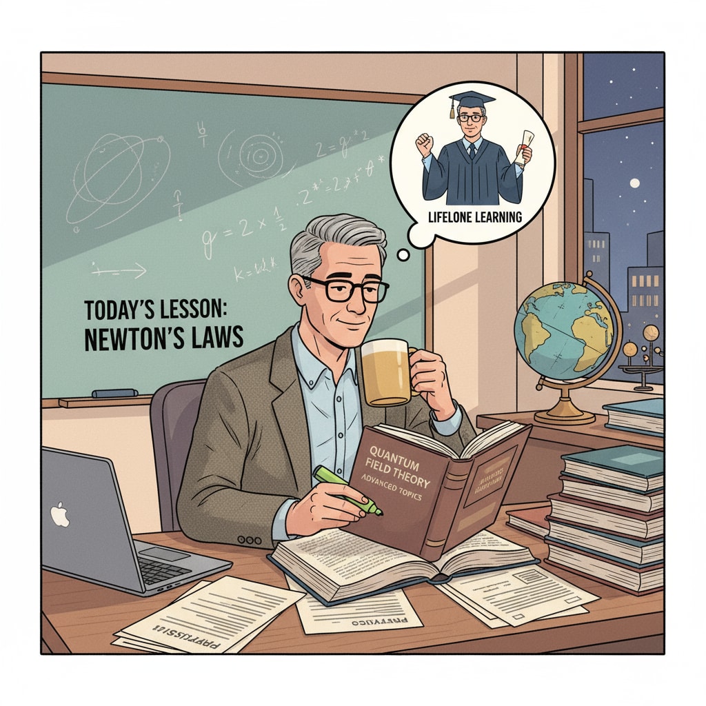 A physics teacher engaged in postgraduate study after teaching