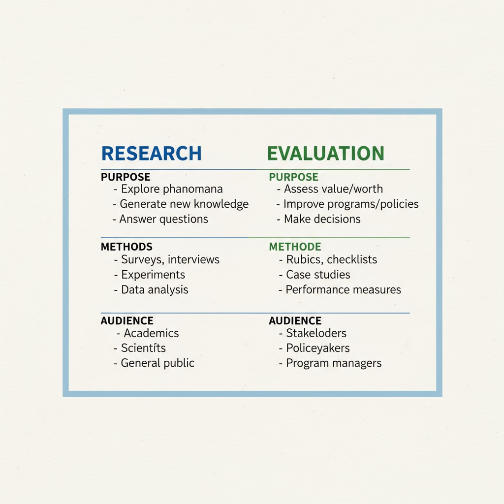 Comparison of research and evaluation in K12 education