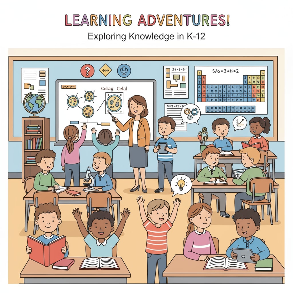A classroom setting with students actively engaged, symbolizing the K-12 education environment. Classroom scene representing Trump administration's K-12 education reforms