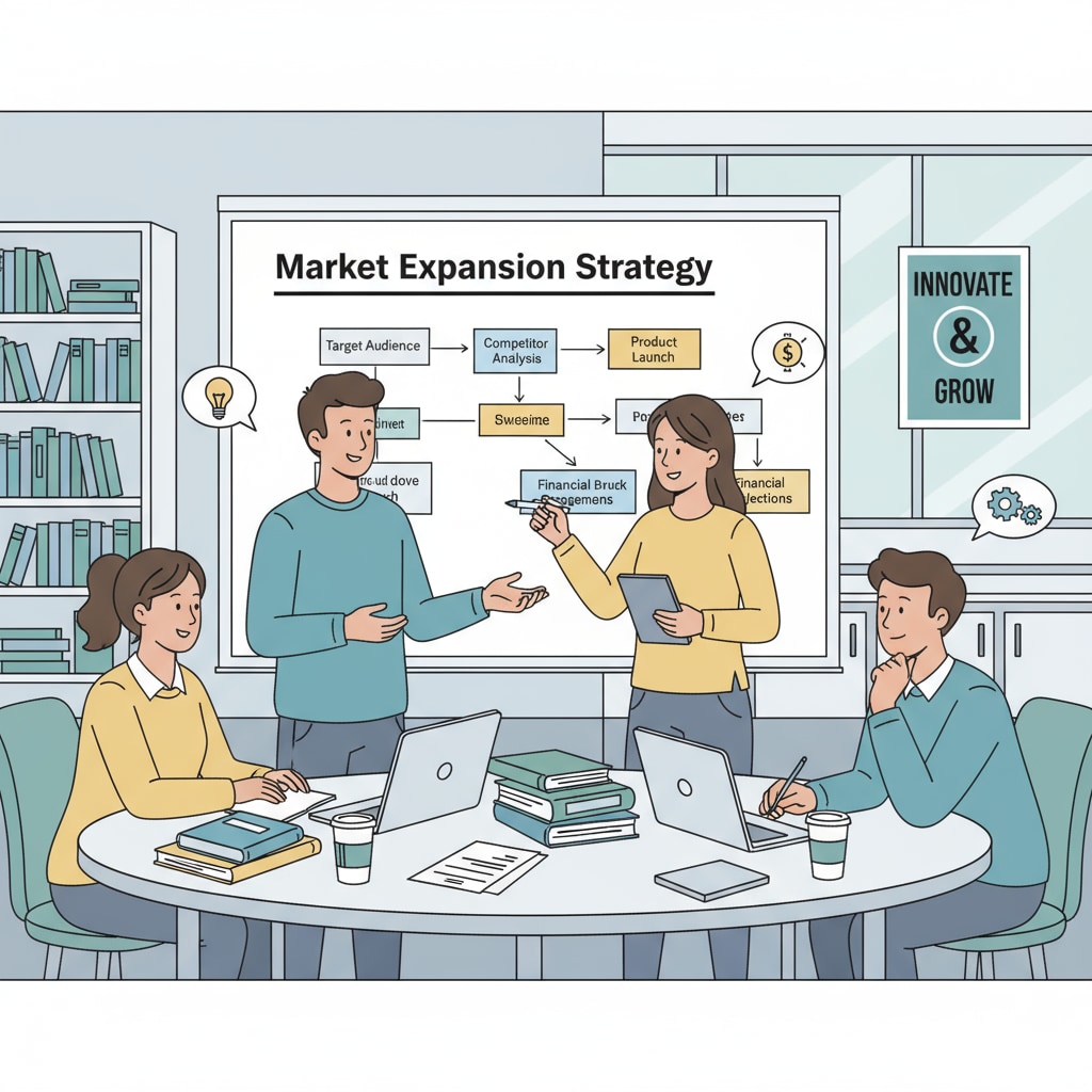 Students working together to solve a practical business problem in a classroom, discussing strategies and coming up with solutions. Students solving practical business problems in a K-12 classroom