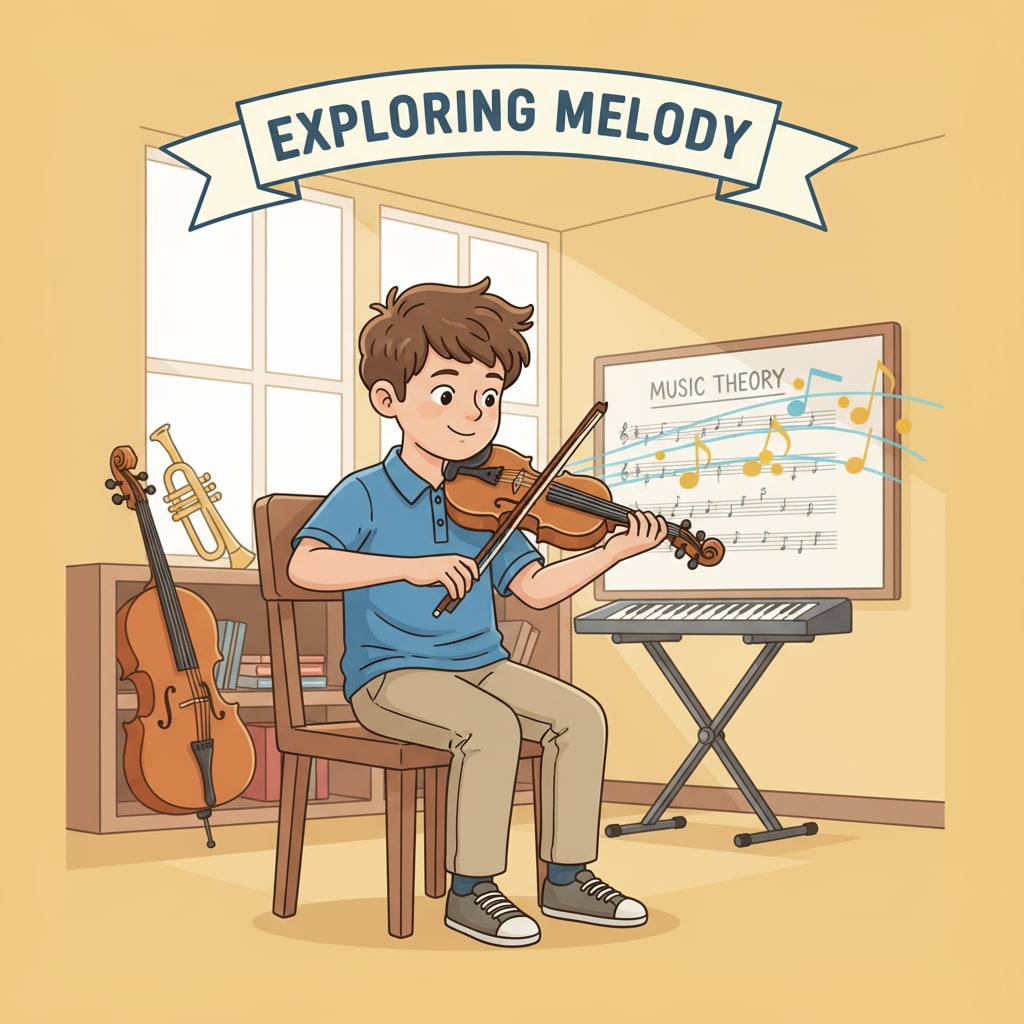 A student is sitting in a school music room, holding a violin and playing it intently. A student practicing the violin, which was initially mistaken for crying sound.