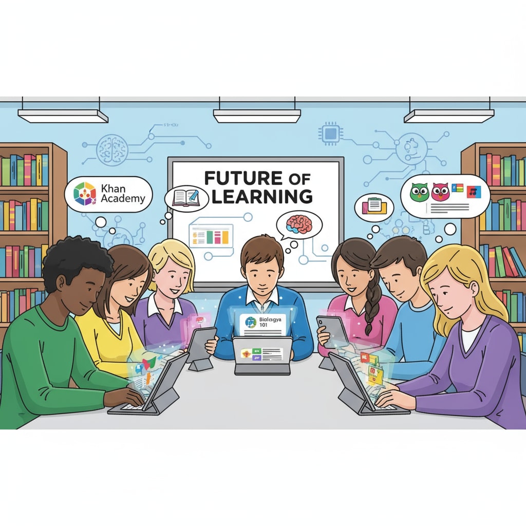 Students of different genders looking at their mobile devices, exploring various online learning platforms available for high school education. Students exploring online learning platforms for high school studies, beneficial for those with special needs including autism