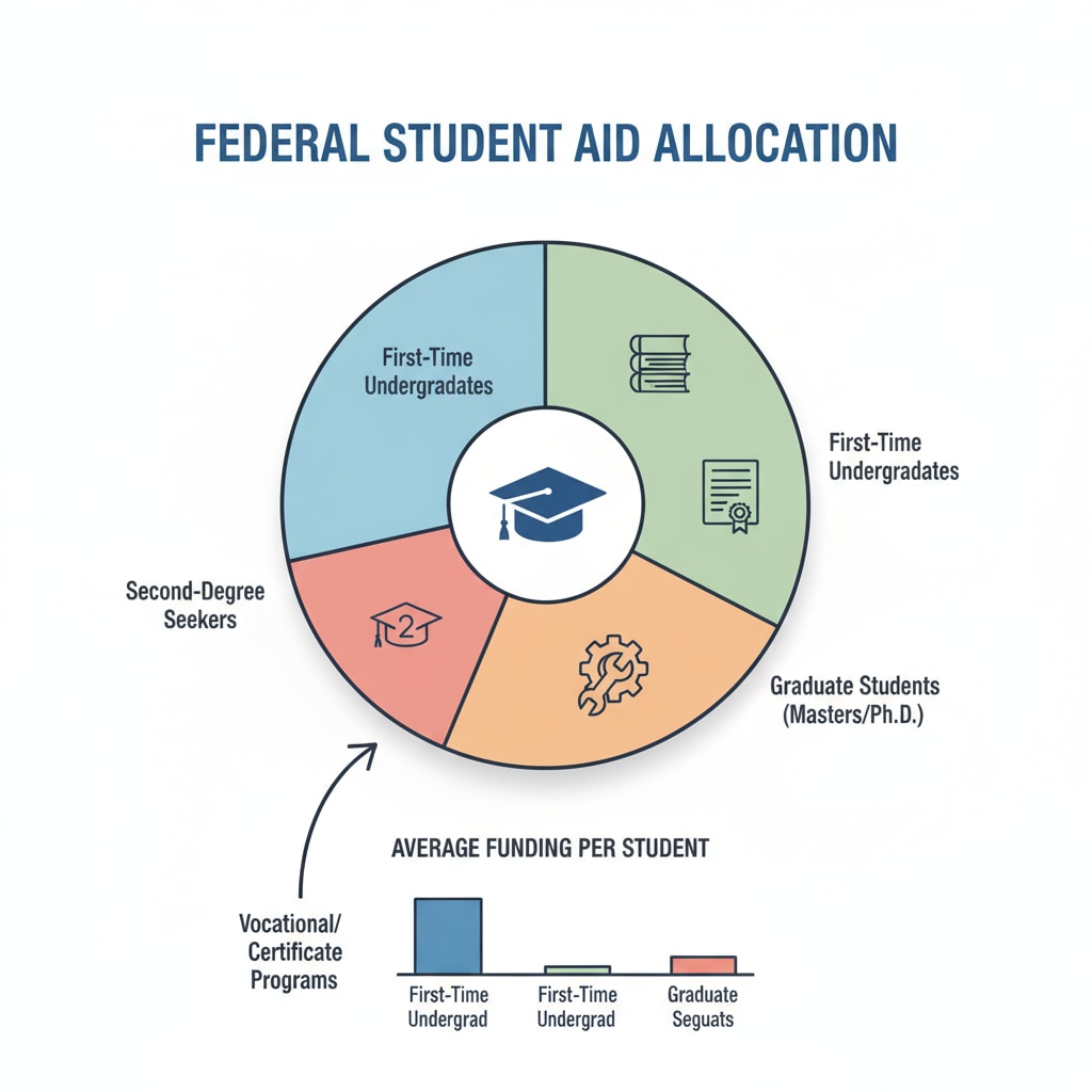 A graph depicting the distribution of federal funds among different types of students, showing less for second-degree seekers Graph showing federal fund distribution among students with different educational backgrounds for nursing courses