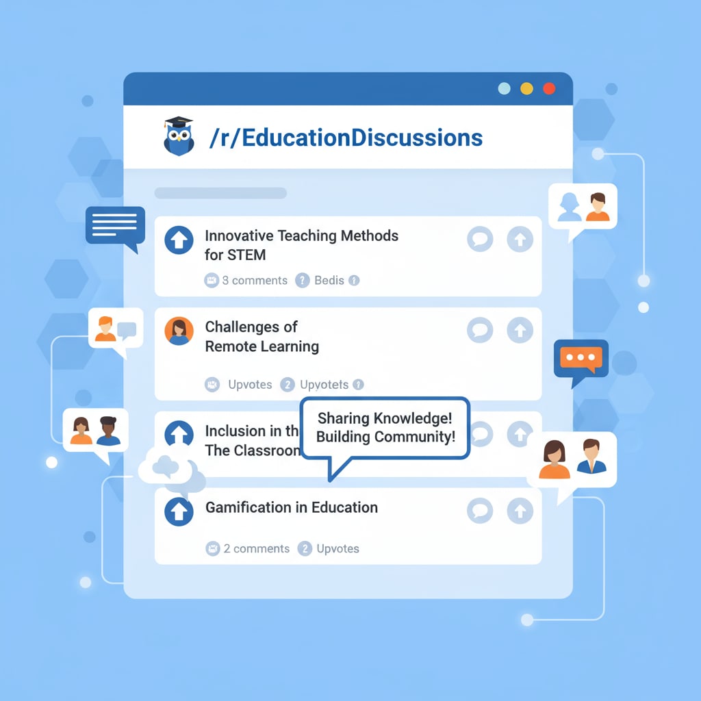 A close-up view of a popular education subreddit page with ongoing discussions, highlighting the active and engaging nature of the educational communities on Reddit. Close-up of a popular education subreddit page with discussions relevant to community rules, educational networks, and subreddits