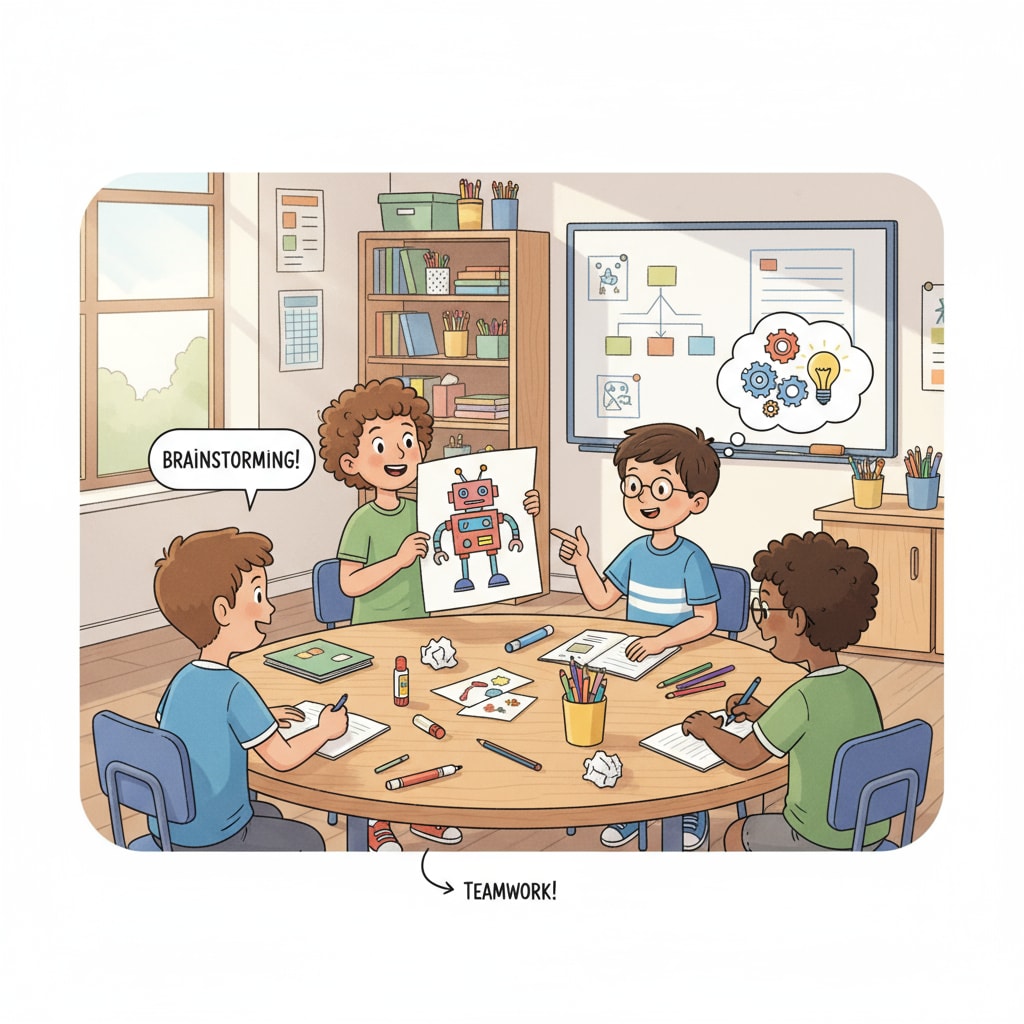 A group of students are actively involved in a creative classroom activity, collaborating and sharing ideas. Students actively participating in a creative classroom related to teacher interviews, creative courses, and student engagement
