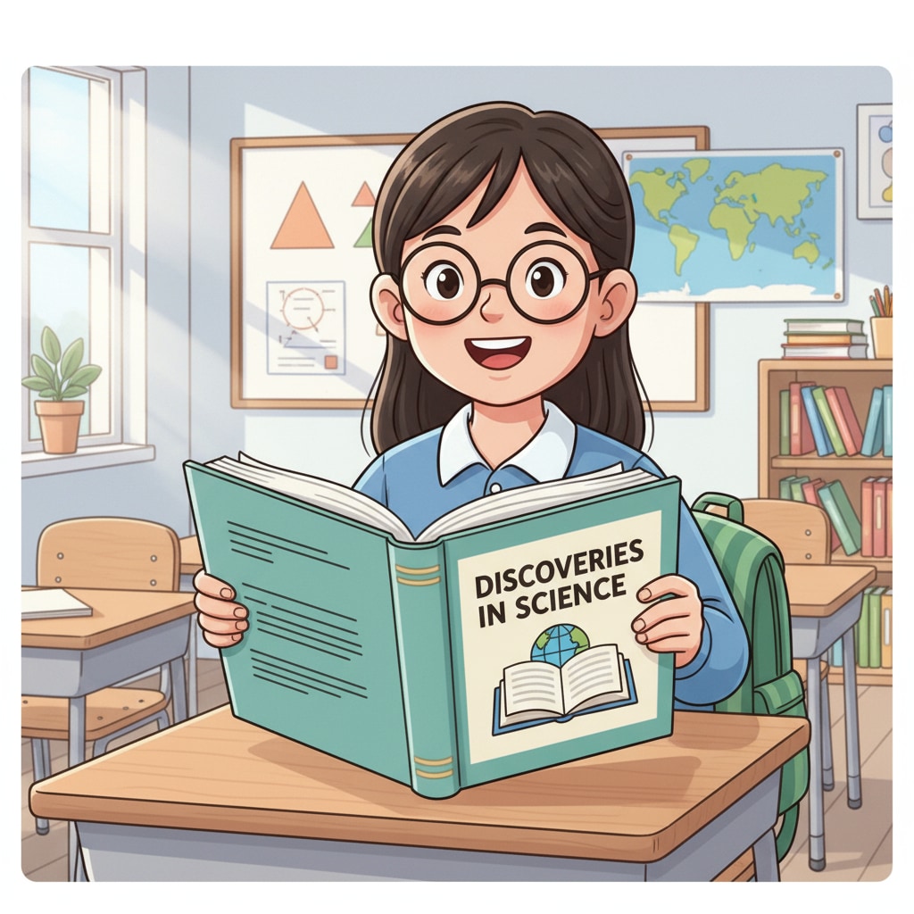 A young student is sitting at a desk, smiling brightly, with a book in hand, showing a positive attitude towards learning. Student with a positive mindset working towards improving high school academic performance and acquiring key skills.