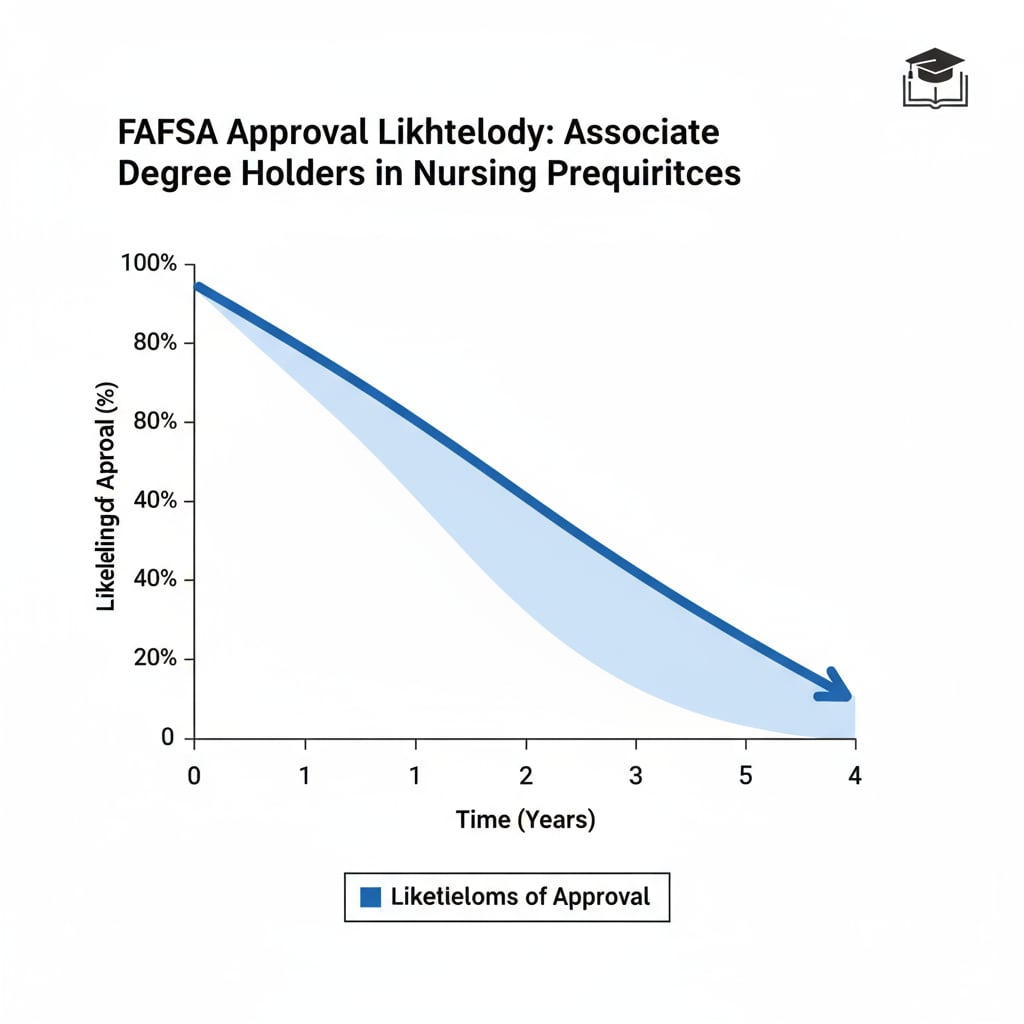 A graph showing the decreasing likelihood of FAFSA approval for associate degree holders applying for nursing prerequisites Graph depicting FAFSA approval rates for associate degree holders seeking funds for nursing prerequisites