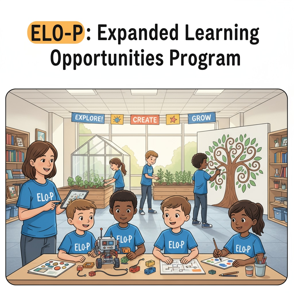 A group of students participating in an after-school activity under the ELO-P program, showing their enthusiasm and engagement. Students enjoying extended learning opportunities provided by ELO-P program