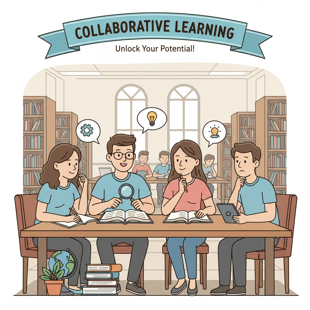 A group of students are studying together in a library, creating a positive and collaborative learning environment which is beneficial for students who may face academic challenges. Students studying in library related to academic failure, university expulsion, and second application