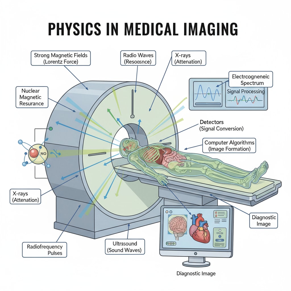 A medical imaging device with a patient inside, highlighting the role of physics in medical technology Role of physics in medical imaging technology