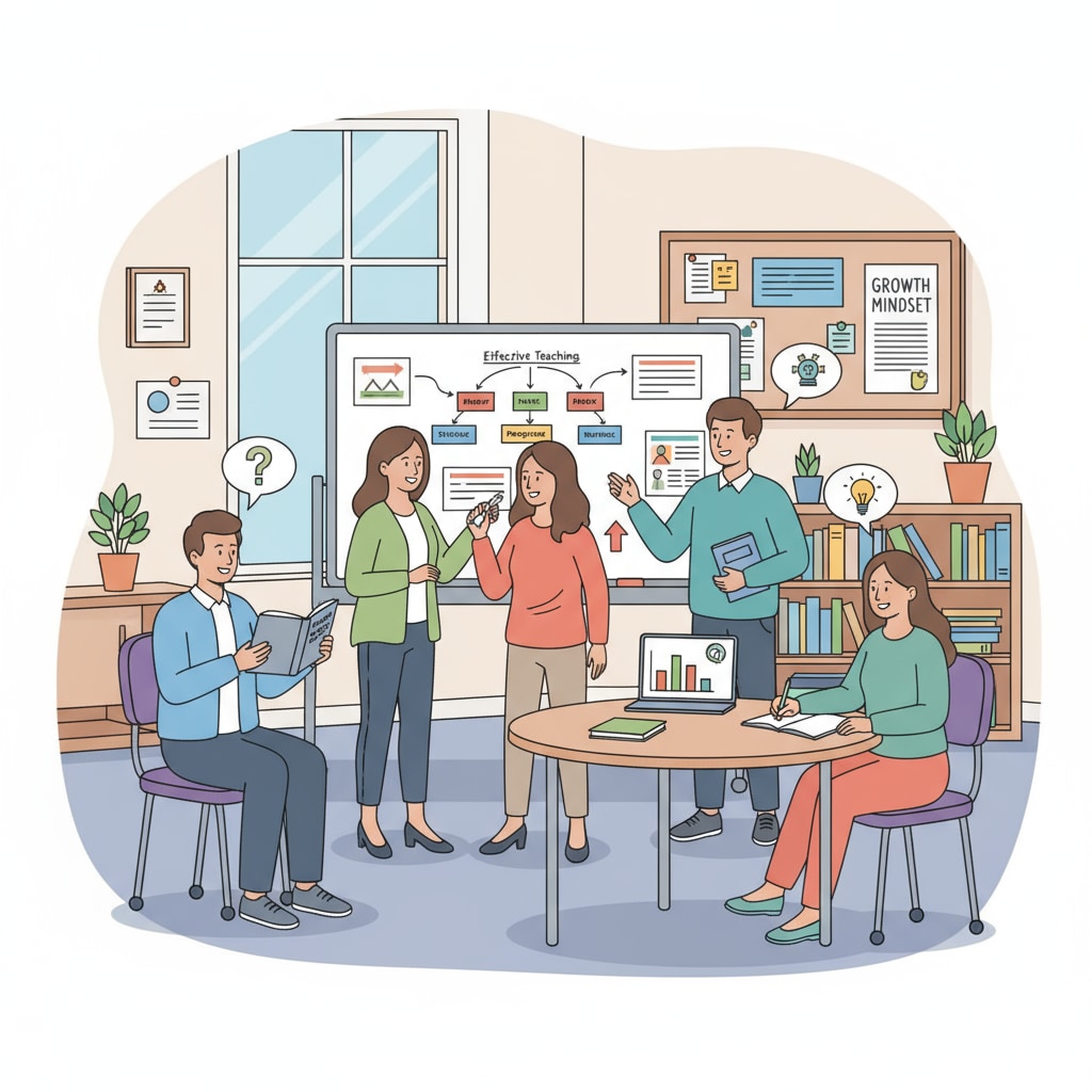 A group of teaching assistants are engaged in collaborative work within a classroom environment, discussing teaching strategies and student progress. A group of teaching assistants collaborating in a classroom for MAT program related activities