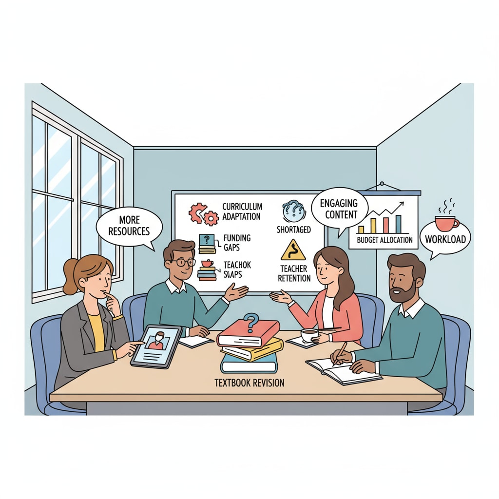 A group of educators discussing in a meeting room, representing the challenges in educational management Educators discussing ethical dilemmas and leadership decisions in educational management