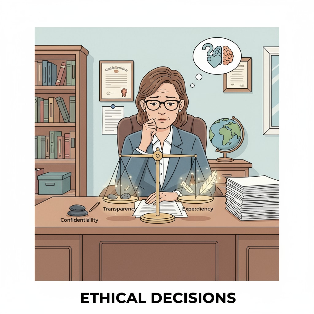 A school administrator looking thoughtful while sitting at a desk, symbolizing the weight of ethical decisions School administrator contemplating ethical decisions in educational management