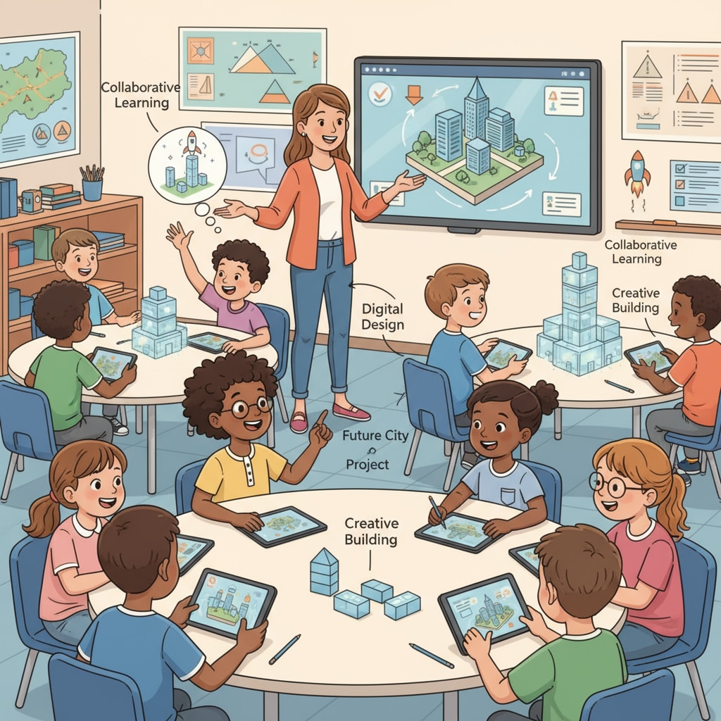 A group of students are actively involved in an innovative classroom activity, with excited expressions and engaged body language. Students actively participating in an innovative classroom activity related to teacher interviews, innovative courses, and student engagement