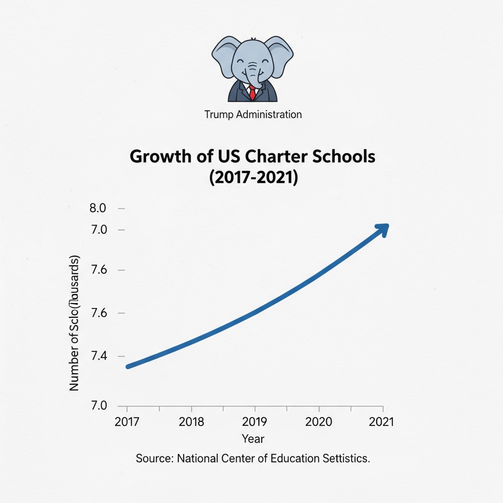 A graph depicting the growth trend of charter schools during the Trump administration Growth trend of charter schools during Trump administration's education reforms