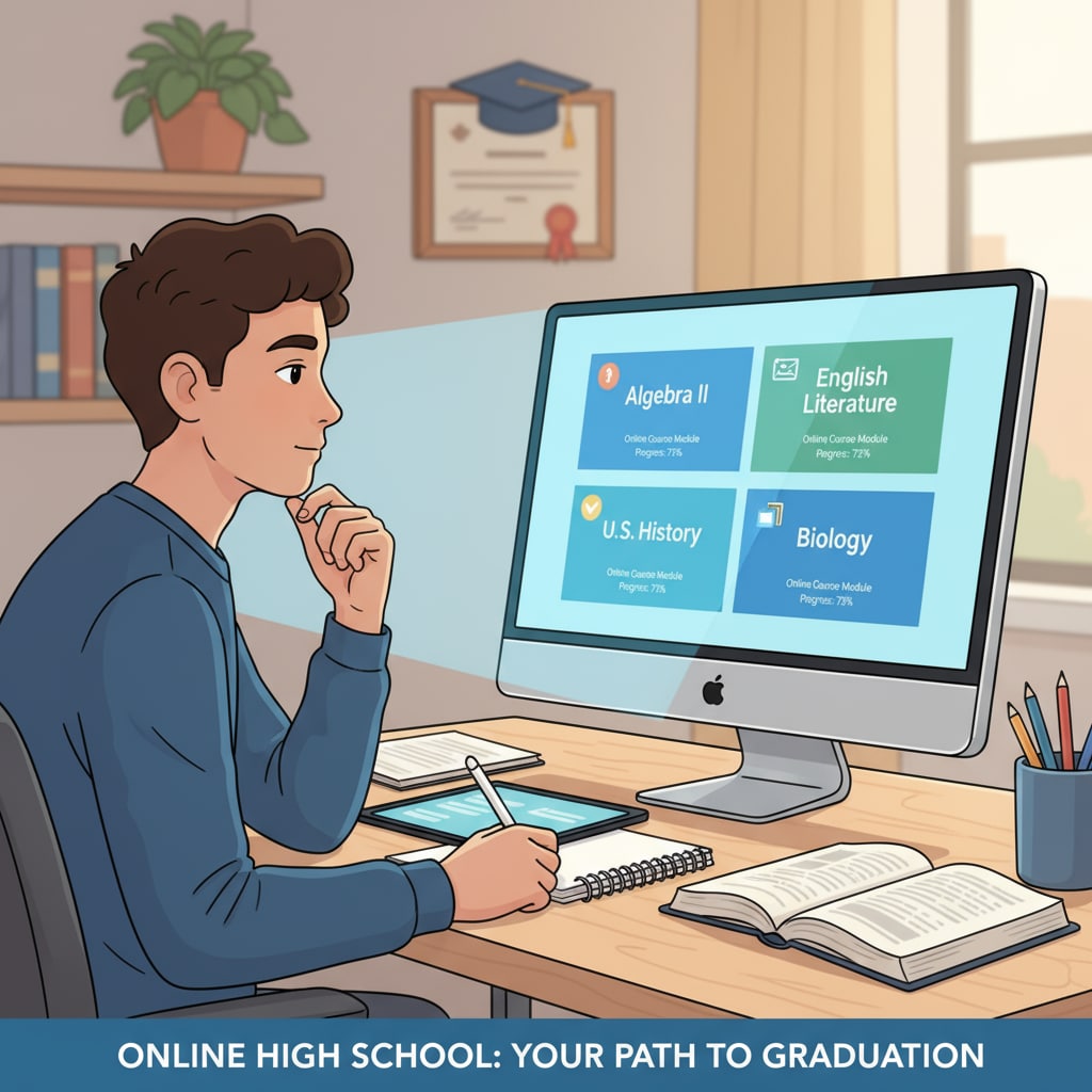 Person using online education to work towards a high school diploma for career security